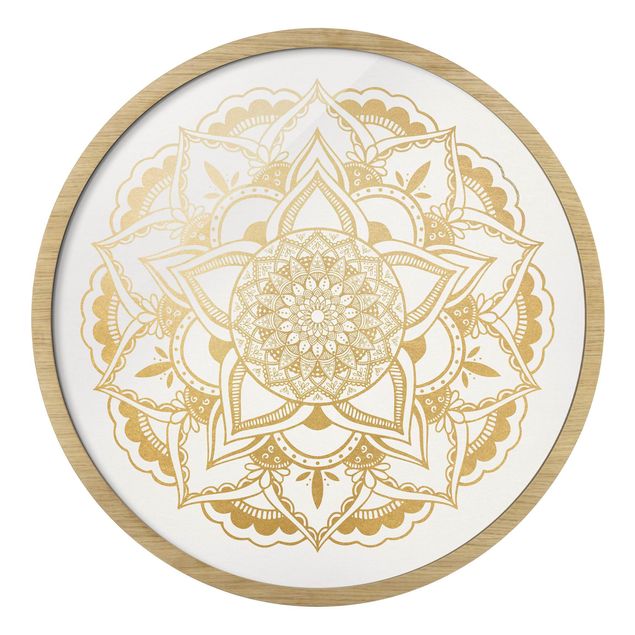 Obraz mandala Mandala Flower Gold White