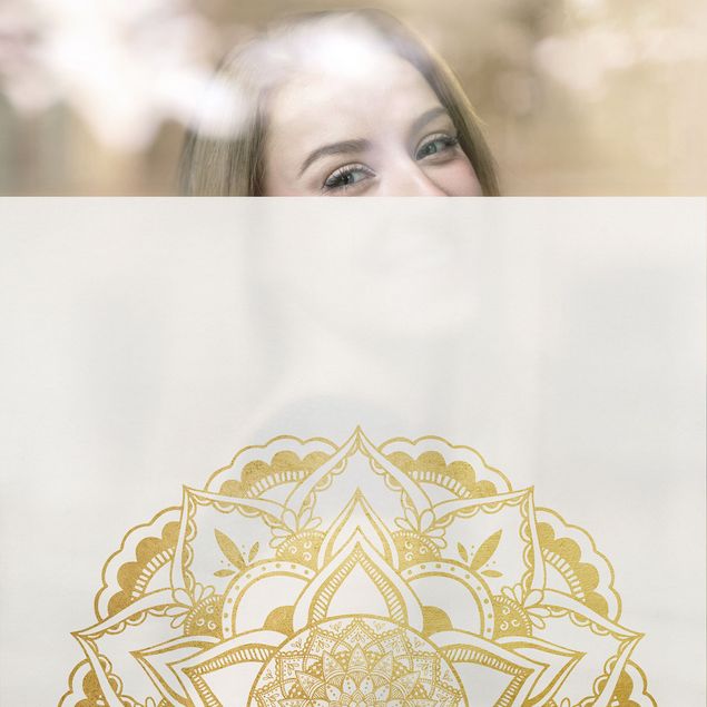 Folia samoprzylepna Mandala Ilustracja Ornament białe złoto