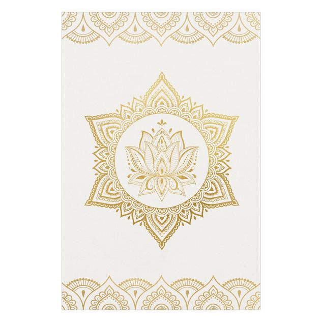 Folia na okna Mandala Lotos Ilustracja Ornament białe złoto