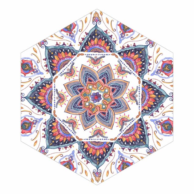 Sześciokątna tapeta samoprzylepna - Mandala Medytacja