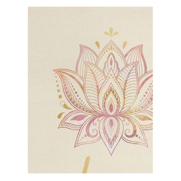 Obrazy powiedzenia Mandala Namaste Lotus Set złoty różowy