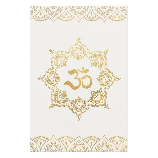 Folia na szyby okienne Mandala OM Ilustracja Ornament białe złoto