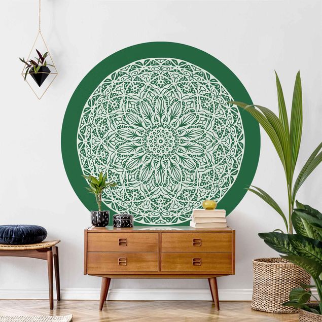 Tapety ornament Mandala na tle zieleni