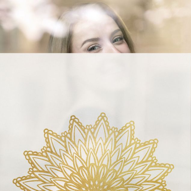 Folia samoprzylepna Mandala Słońce Ilustracja białe złoto