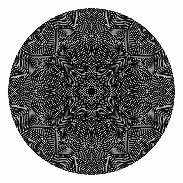 Tapety Mandala wzór w gwiazdy srebrno-czarny