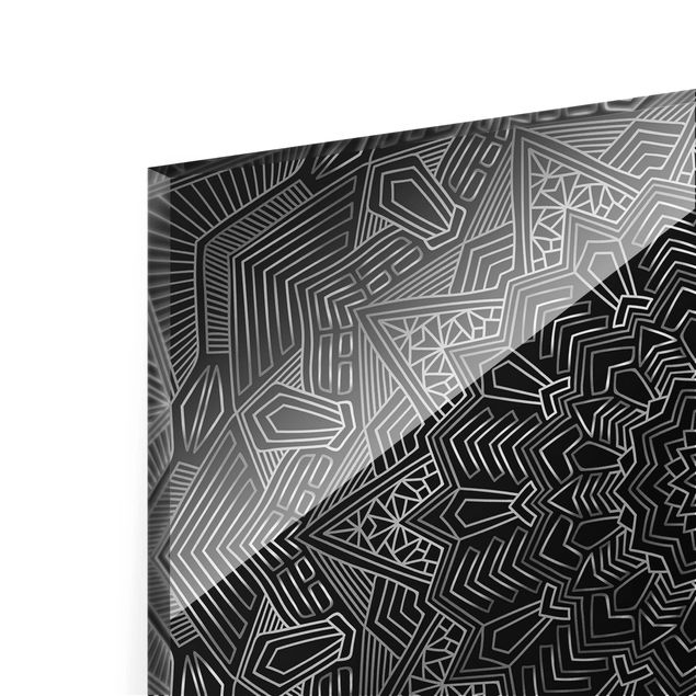 Obrazy nowoczesny Mandala wzór w gwiazdy srebrno-czarny