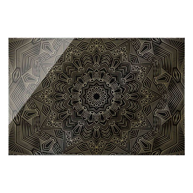 Obrazy duchowość Mandala wzór w gwiazdy srebrno-czarny