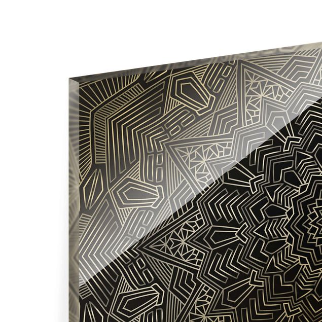 Obrazy nowoczesny Mandala wzór w gwiazdy srebrno-czarny
