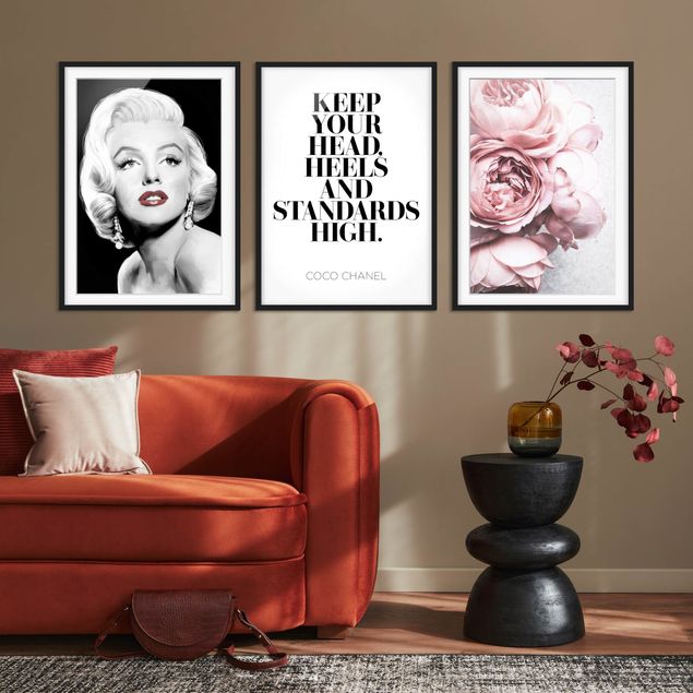Obrazy w ramie powiedzenia Marilyn z piwoniami