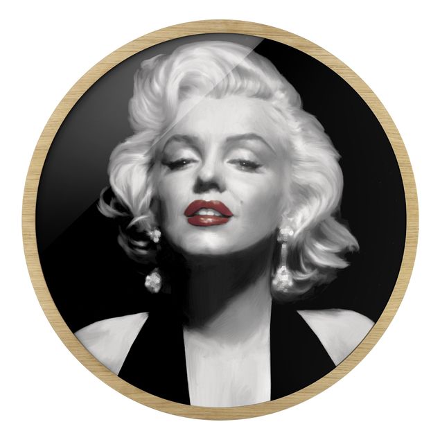 Obrazy w ramie okrągłe Marilyn With Red Lips