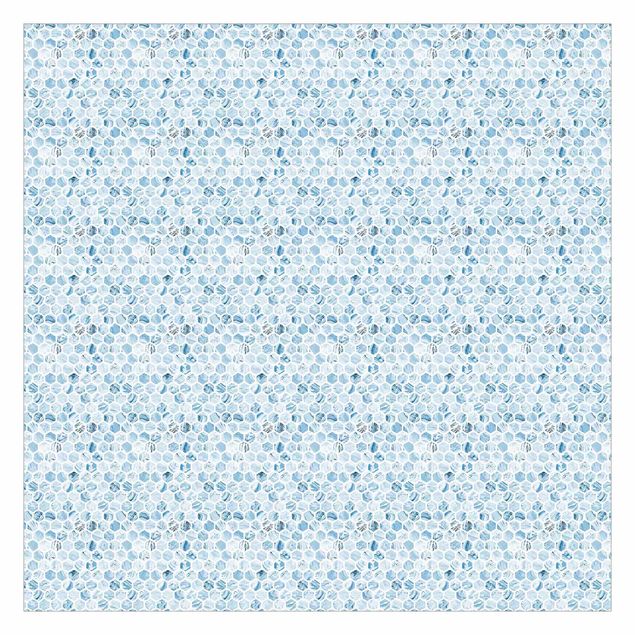 Tapety na ściany Marmurowe sześciokąty w niebieskich odcieniach
