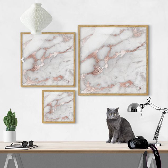 Obrazy do salonu nowoczesne Marmurowy wygląd z brokatem