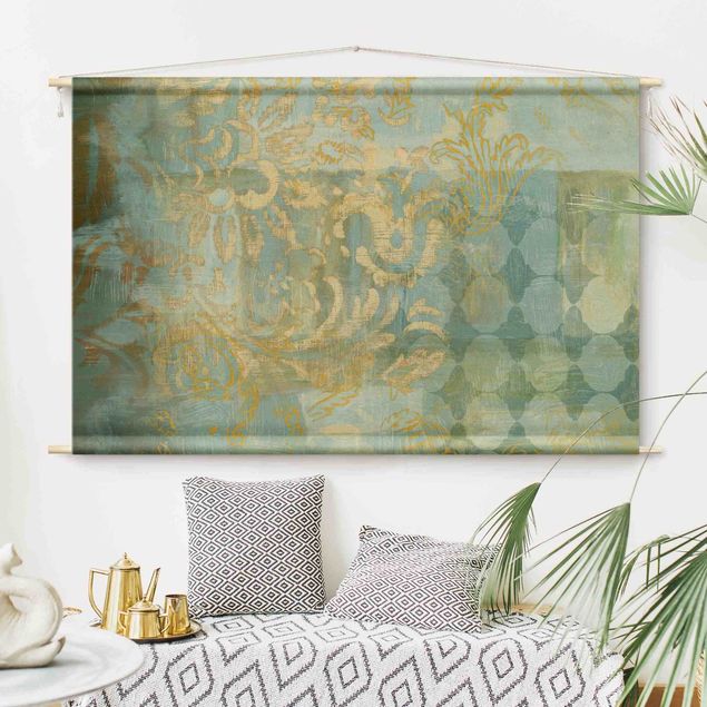 nowoczesny gobelin Moroccan Collage In Gold And Turquoise