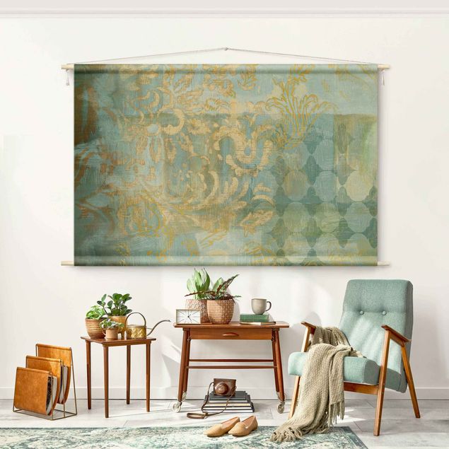 Dekoracja do kuchni Moroccan Collage In Gold And Turquoise
