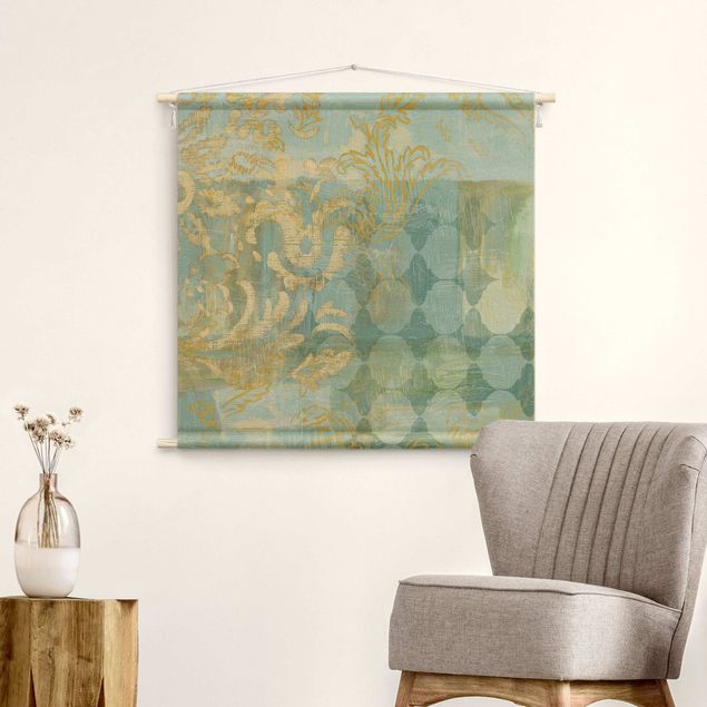 Vintage obrazy Moroccan Collage In Gold And Turquoise