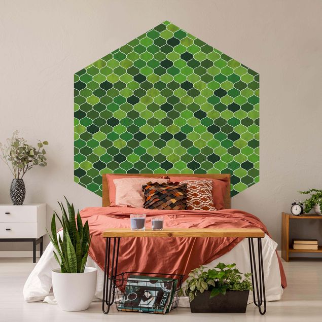 Tapety wzory Wzór akwarelowy marokański zielony