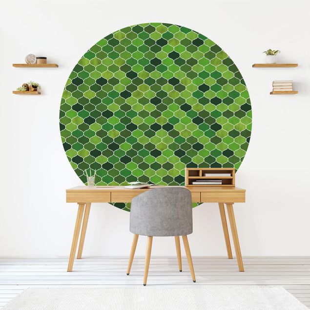 Tapety ornamenty Wzór akwarelowy marokański zielony