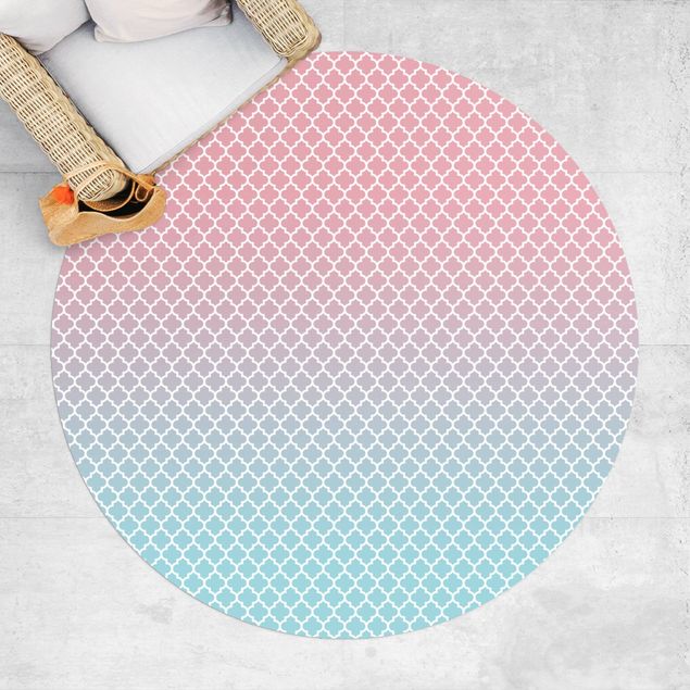 dywany zewnętrzne tarasowe Wzór marokański z gradientem w kolorze różowo-niebieskim