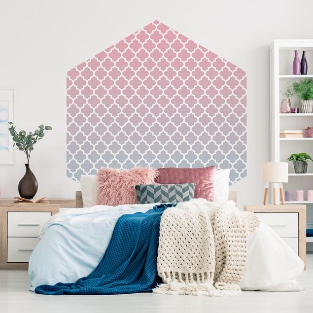 Tapety wzory Wzór marokański z gradientem w kolorze różowo-niebieskim