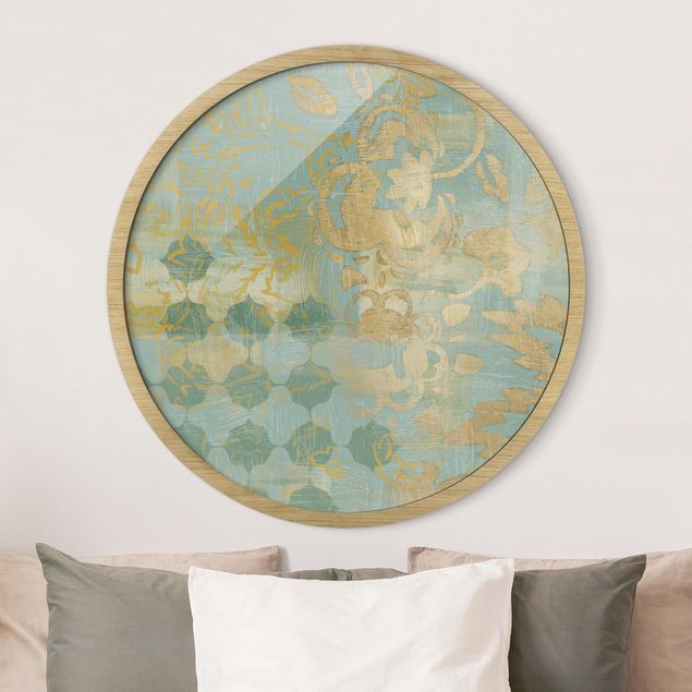 Obrazy w ramie vintage Moroccan Collage In Gold And Turquoise II