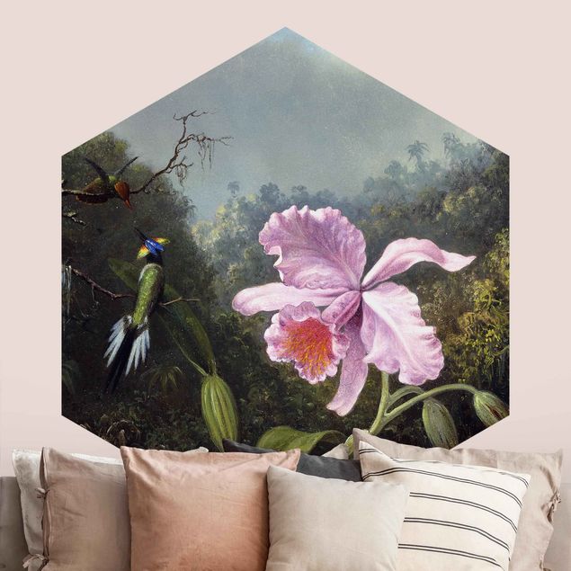Dekoracja do kuchni Martin Johnson Heade - Martwa natura z orchideą i dwoma kolibrami