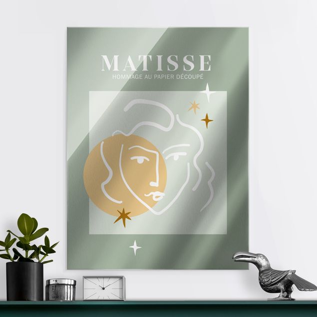 Obrazy na szkle portret Interpretacja Matisse'a - Twarz i gwiazdy