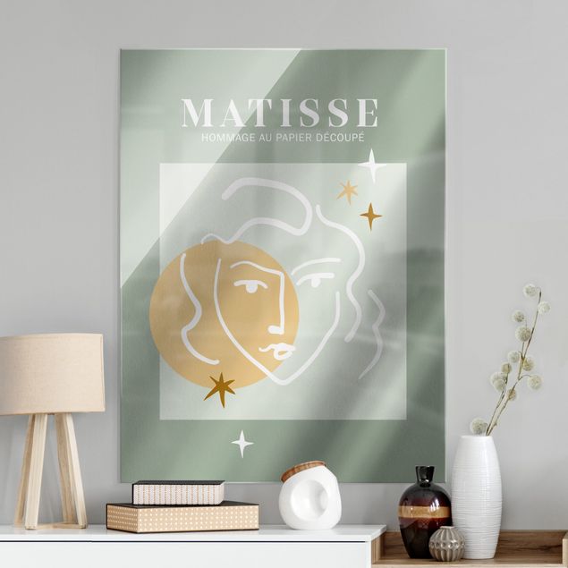 Obrazy na szkle abstrakcja Interpretacja Matisse'a - Twarz i gwiazdy