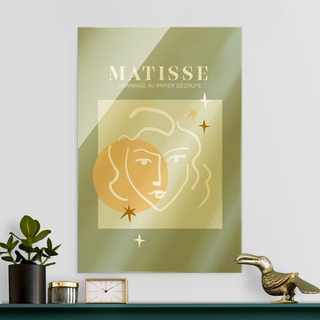 Obrazy na szkle portret Interpretacja Matisse'a - Twarz i gwiazdy
