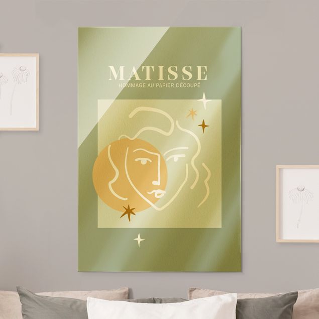 Obrazy na szkle abstrakcja Interpretacja Matisse'a - Twarz i gwiazdy