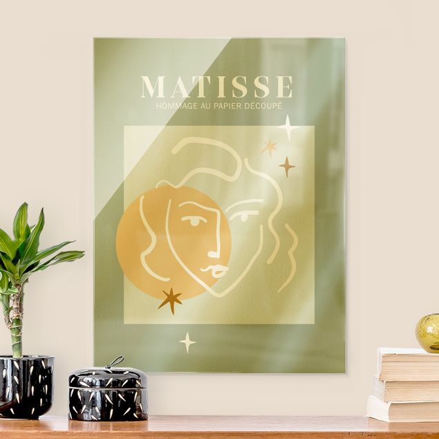 Obraz na szkle - Interpretacja Matisse'a - Twarz i gwiazdy