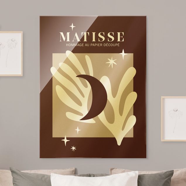 Obrazy na szkle abstrakcja Matisse Interpretacja - Księżyc i gwiazdy Czerwony