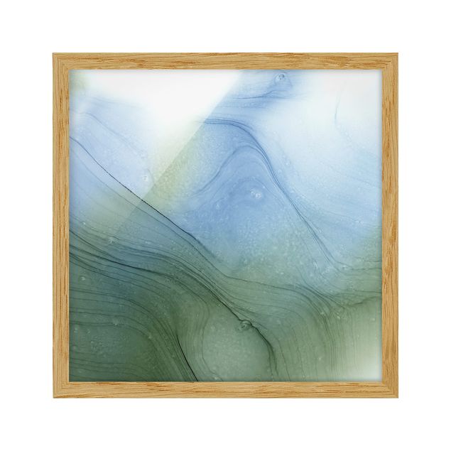 Obrazy w ramie do łazienki Mottled Moss Green With Blue