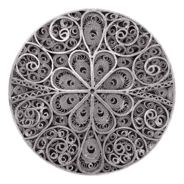 Tapety na ściany Metalowy ornament mandala w kolorze srebrnym