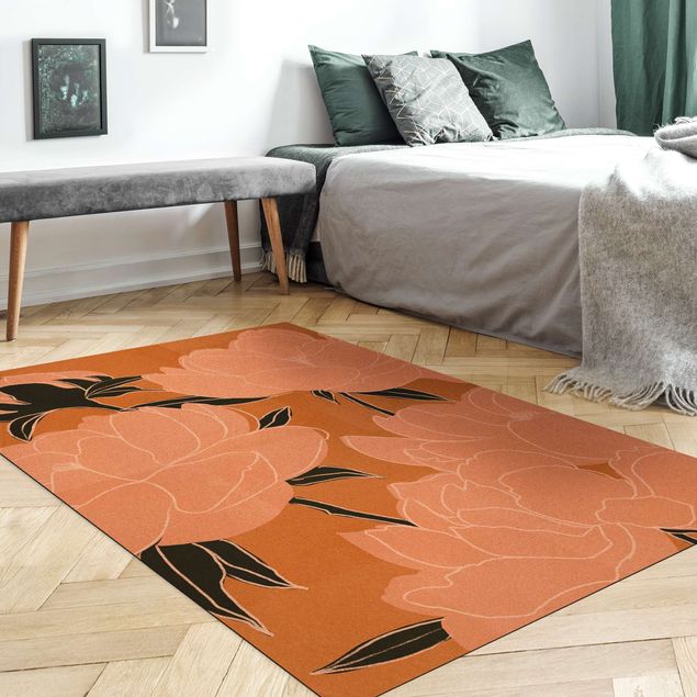 pomarańczowy dywan Modern Peonies I