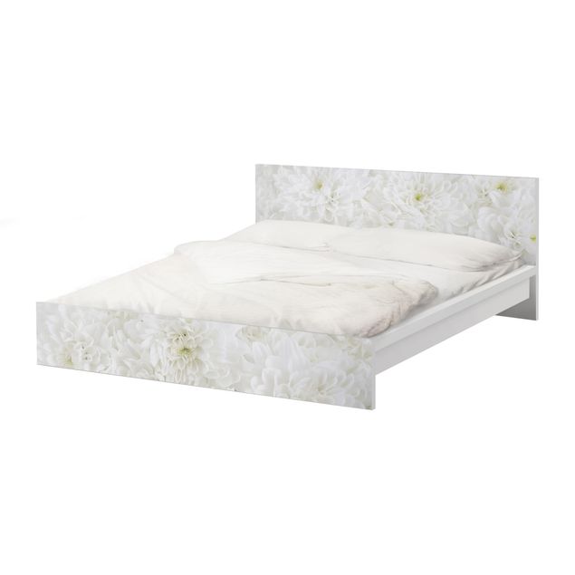 Okleina meblowa IKEA - Malm łóżko 140x200cm - Dahlie Morze kwiatów białe