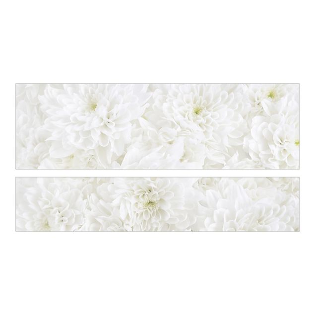 Okleina meblowa IKEA - Malm łóżko 140x200cm - Dahlie Morze kwiatów białe