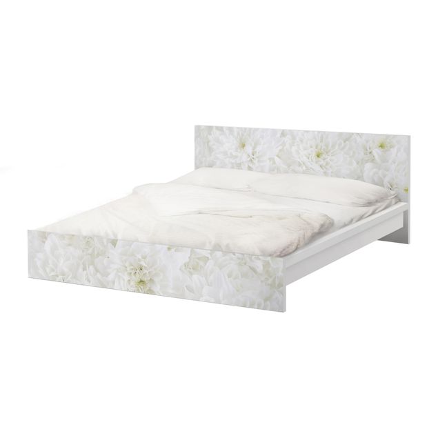Okleina meblowa IKEA - Malm łóżko 160x200cm - Dahlie Morze kwiatów białe