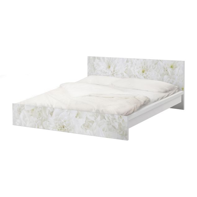 Okleina meblowa IKEA - Malm łóżko 180x200cm - Dahlie Morze kwiatów białe
