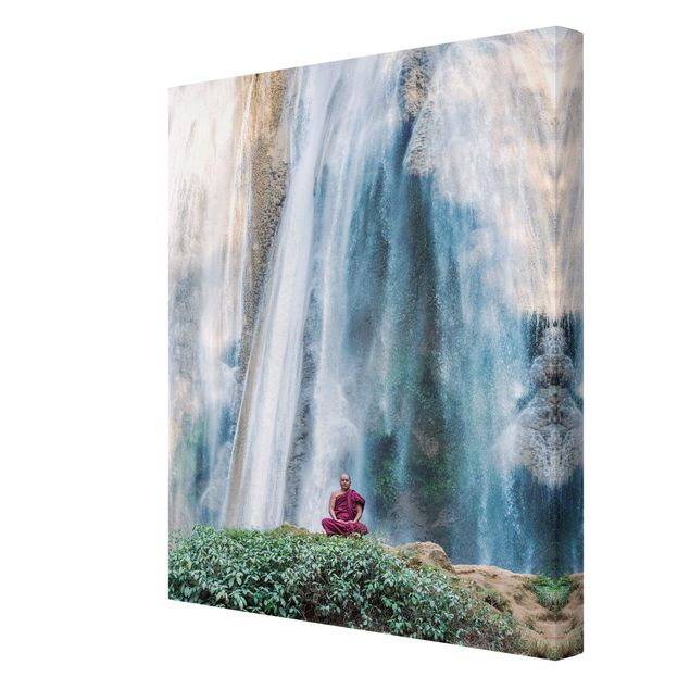 Obrazy duchowość Mnich przy wodospadzie