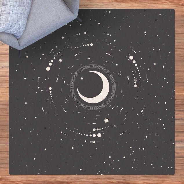 dywany nowoczesne Księżyc w kręgu gwiazd