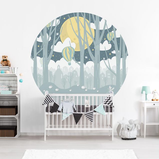 Pokój niemowlęcy Księżyc z drzewami i domami