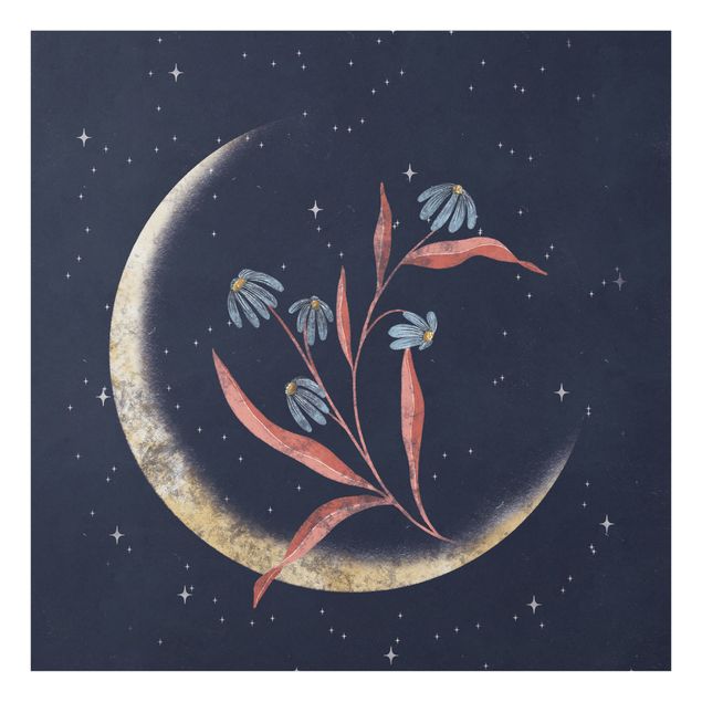 Obraz z niebieskim Crescent Moon and Marguerites