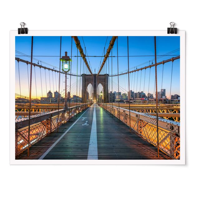 Nowy Jork obrazy Poranny widok z mostu brooklyńskiego