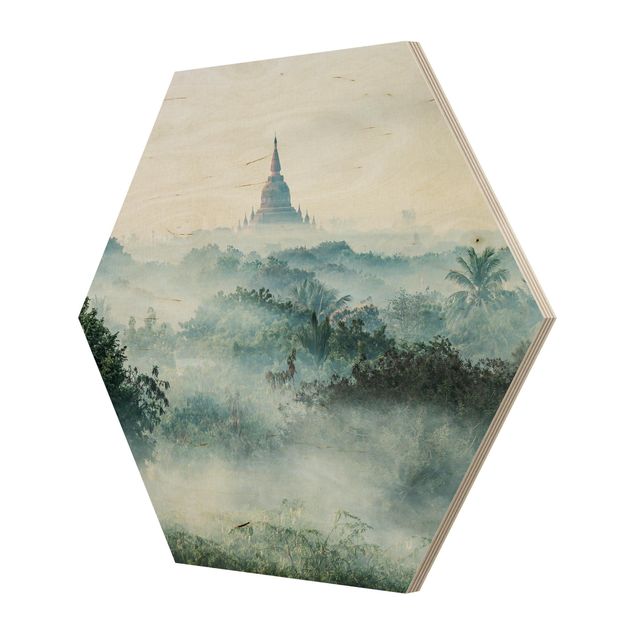Obrazy krajobraz Poranna mgła nad dżunglą Bagan