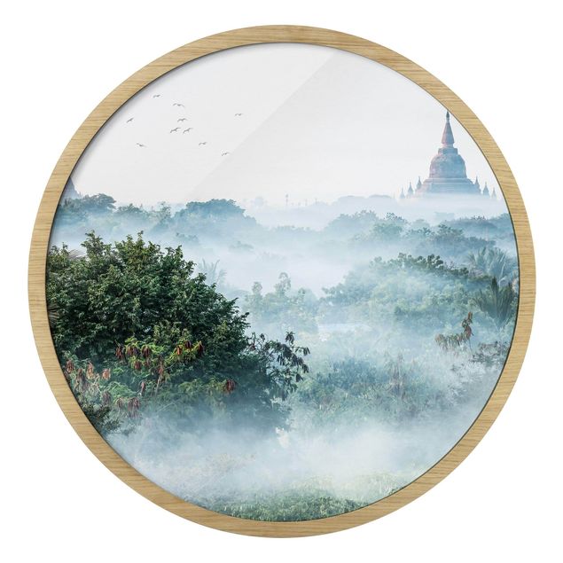 Nowoczesne obrazy do salonu Morning Fog Over The Jungle Of Bagan