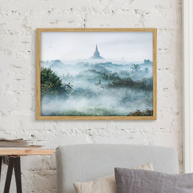 Obrazy Azja Poranna mgła nad dżunglą Bagan