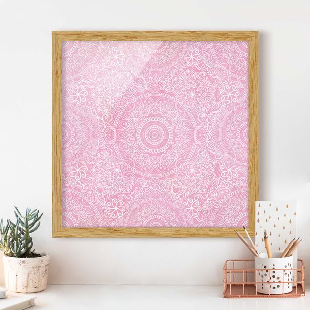 Obrazy w ramie do łazienki Wzór Mandala Pink