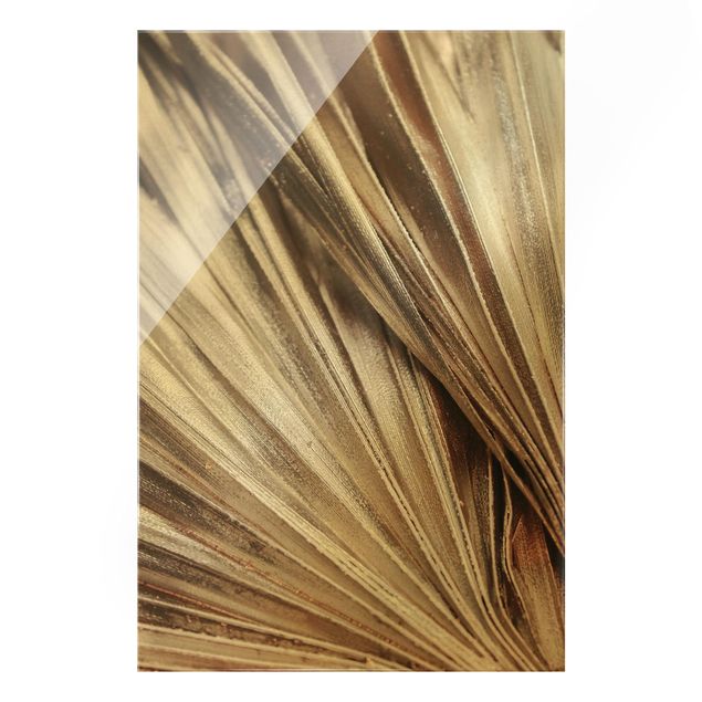 Obraz na szkle - Bliski strzał liście palmy złote