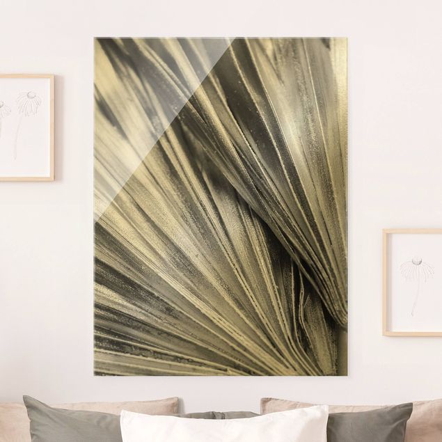 Obraz na szkle - Ujęcie z bliska liście palmy srebrne