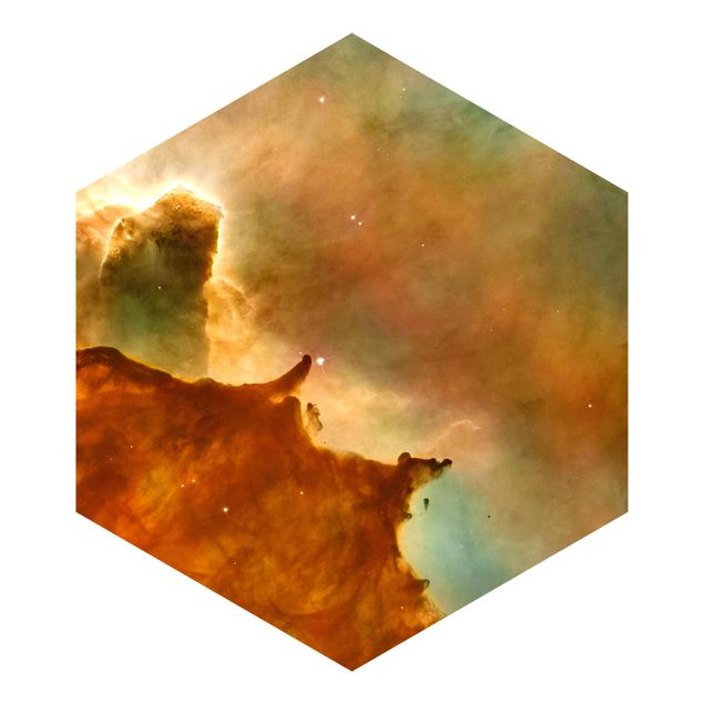 Sześciokątna tapeta samoprzylepna - NASA Fotografia Mgławicy Pomarańczowej